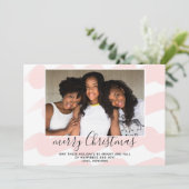 Roze Waterverf Stripe kerstfotokaart (Staand voorkant)