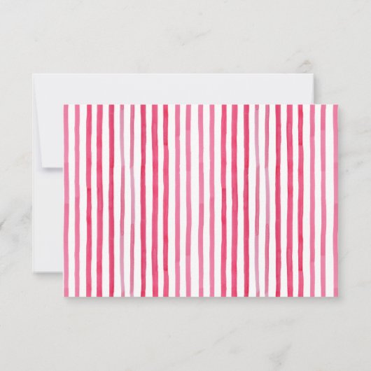 Roze Waterverf Stripe Liefje Persoonlijk Notitiekaartje (Achterkant)