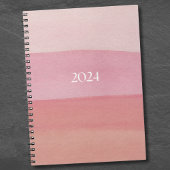 Roze Waterverf Stripe Notitieboek