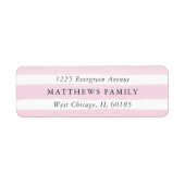 Roze Waterverf Stripe Return Address Labels (Voorkant)
