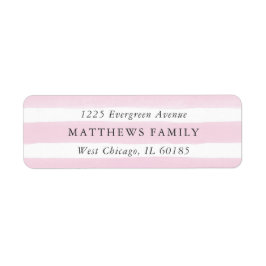 Roze Waterverf Stripe Return Address Labels