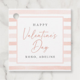 Roze Waterverf Stripe Valentijnsdagen Bedankjes Labels