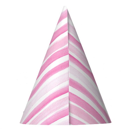 Roze Waterverf Stripe Verjaardag Party Pet Feesthoedjes (Achterkant)