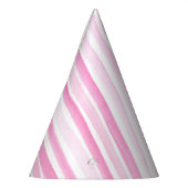 Roze Waterverf Stripe Verjaardag Party Pet Feesthoedjes (Links)