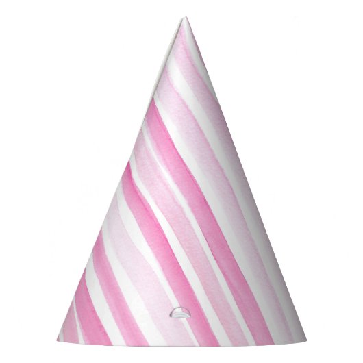 Roze Waterverf Stripe Verjaardag Party Pet Feesthoedjes (Links)