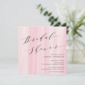 Roze Waterverf Stripes Bridal Shower Uitnodiging (Staand voorkant)