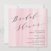 Roze Waterverf Stripes Bridal Shower Uitnodiging (Voorkant)