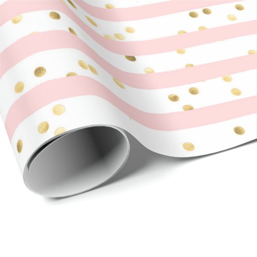Roze Waterverf Stripes Cadeaupapier (Rol Hoek)