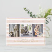 Roze Waterverf Stripes Foto Afstuderen Aankondiging (Staand voorkant)