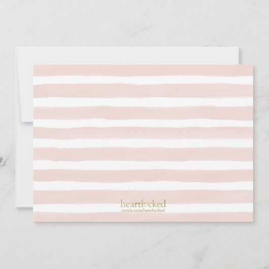 Roze Waterverf Stripes Foto Afstuderen Aankondiging (Achterkant)