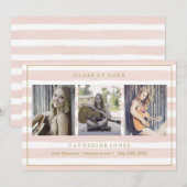 Roze Waterverf Stripes Foto Afstuderen Aankondiging (Voorkant / Achterkant)