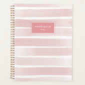 Roze Waterverf Stripes koraal, aangepast Planner (Voorkant)