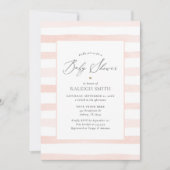 Roze Waterverf Stripes Meisje Baby shower Kaart (Voorkant)