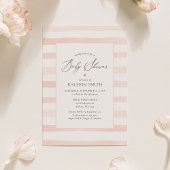 Roze Waterverf Stripes Meisje Baby shower Kaart