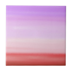 Roze Waterverf Stripes Tegeltje