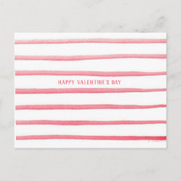 Roze Waterverf Stripes Valentijnsdag Briefkaart