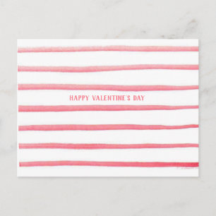 Roze Waterverf Stripes Valentijnsdag Briefkaart