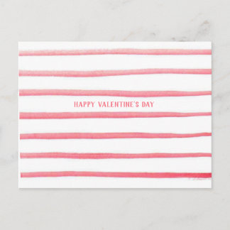 Roze Waterverf Stripes Valentijnsdag Briefkaart