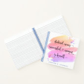 Roze Waterverf Succesvolle Vrouw Script Dankbaarhe Notitieboek (Binnen)