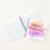 Roze Waterverf Succesvolle Vrouw Script Vierkant Notitieboek (Binnen)