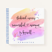 Roze Waterverf Succesvolle Vrouw Script Vierkant Notitieboek (Voorkant)