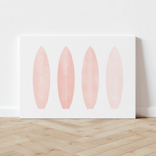 Roze Waterverf surfplanken Canvas Afdruk