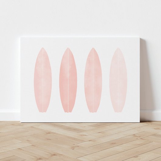 Roze Waterverf surfplanken Canvas Afdruk