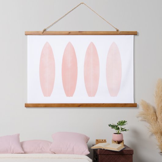 Roze Waterverf Surfplanken Kiekenstang Hangend Wandkleed (Slaapkamer)