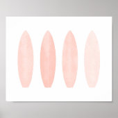 Roze Waterverf Surfplanken Kiekenstang Poster (Voorkant)