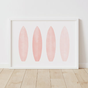 Roze Waterverf Surfplanken Kiekenstang Poster