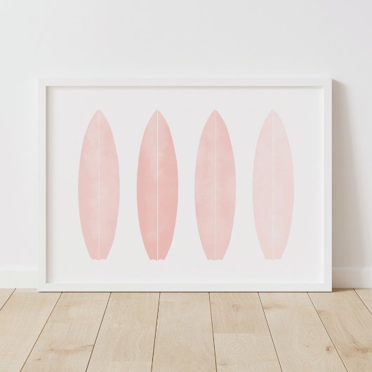 Roze Waterverf Surfplanken Kiekenstang Poster