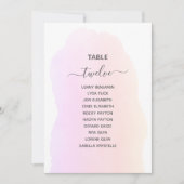 Roze waterverf Tabel Aantal zitplaatsen Kaart (Voorkant)