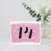 Roze Waterverf Tabelnummer Briefkaart (Staand voorkant)