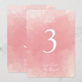 Roze Waterverf | Tafelnummerkaarten Kaart (Voorkant / Achterkant)