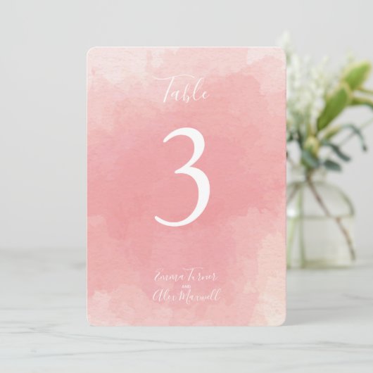 Roze Waterverf | Tafelnummerkaarten Kaart (Staand voorkant)