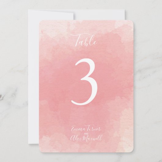 Roze Waterverf | Tafelnummerkaarten Kaart (Achterkant)