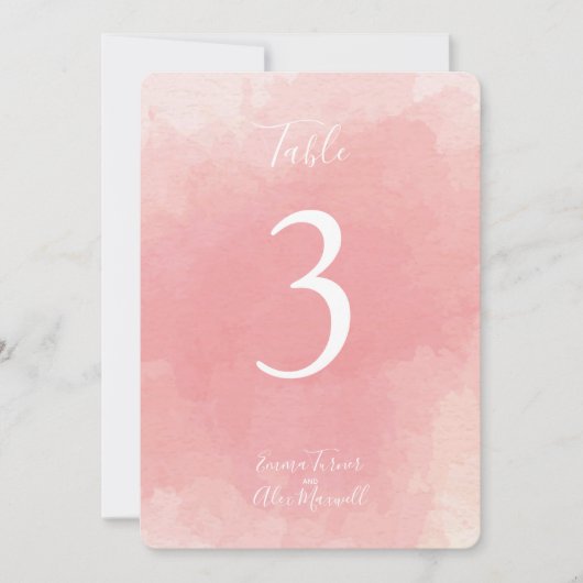 Roze Waterverf | Tafelnummerkaarten Kaart (Voorkant)