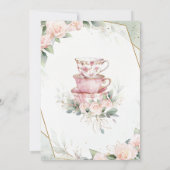  Roze Waterverf Tea Party 1e verjaardag Bedankkaart (Achterkant)