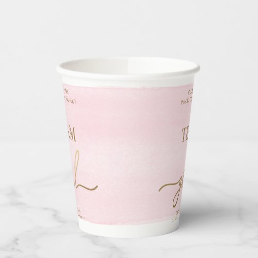 Roze Waterverf Team Meisje Gendervrijheid Papieren Bekers (Links)