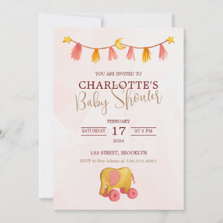 Roze Waterverf Thema Modern Baby shower Kaart