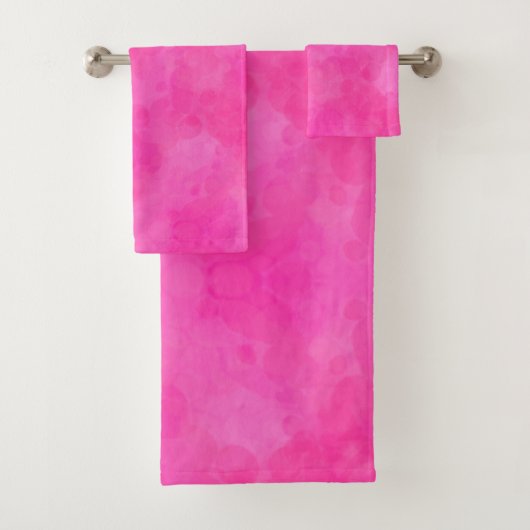 Roze Waterverf Tie Dye Print Bad Handdoek (Insitu)