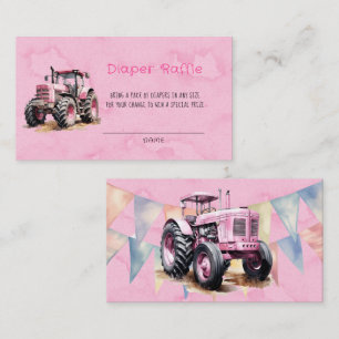 Roze Waterverf Tractor Meisje Luier Raffle Visitekaartje