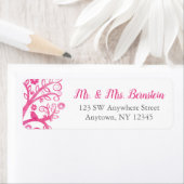 Roze Waterverf Tree of Life Retouradres Etiket (Insitu)