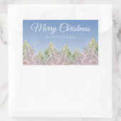 Roze Waterverf Trees woud artistieke kerst Rechthoekige Sticker (Tas)