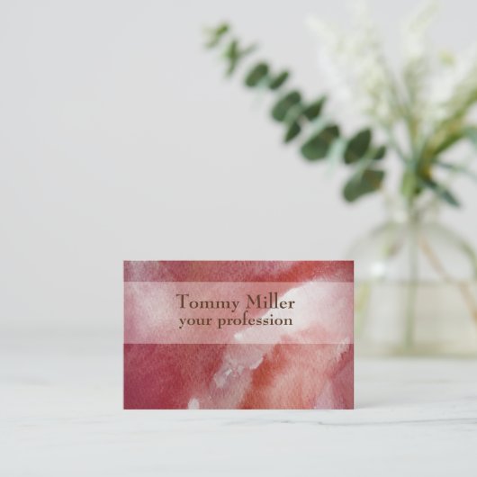 Roze Waterverf Trendy Professioneel Visitekaartje (Staand voorkant)