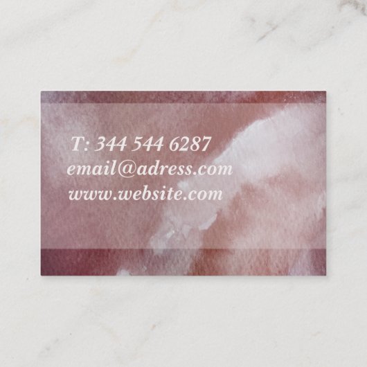 Roze Waterverf Trendy Professioneel Visitekaartje (Achterkant)