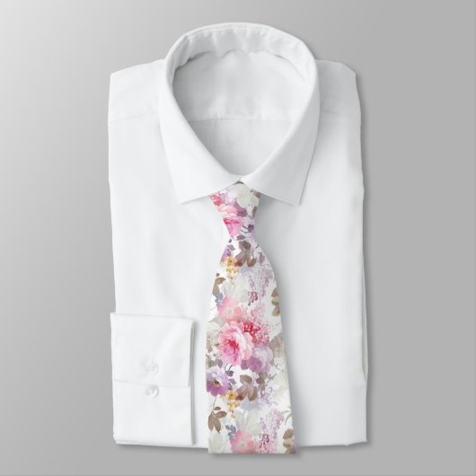  roze Waterverf Trendy Rozen Floral Stropdas (Gebonden)