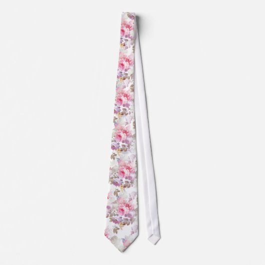  roze Waterverf Trendy Rozen Floral Stropdas (Voorkant)