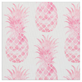 Roze Waterverf Tropische anananassen Stof