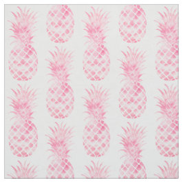 Roze Waterverf Tropische anananassen Stof